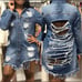 Women Hole Patch Ripped Jeans Distressed