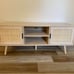 Farmhouse Rattan Accent Media Console Table, Low Profile TV Stand