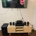 Farmhouse Rattan Accent Media Console Table, Low Profile TV Stand