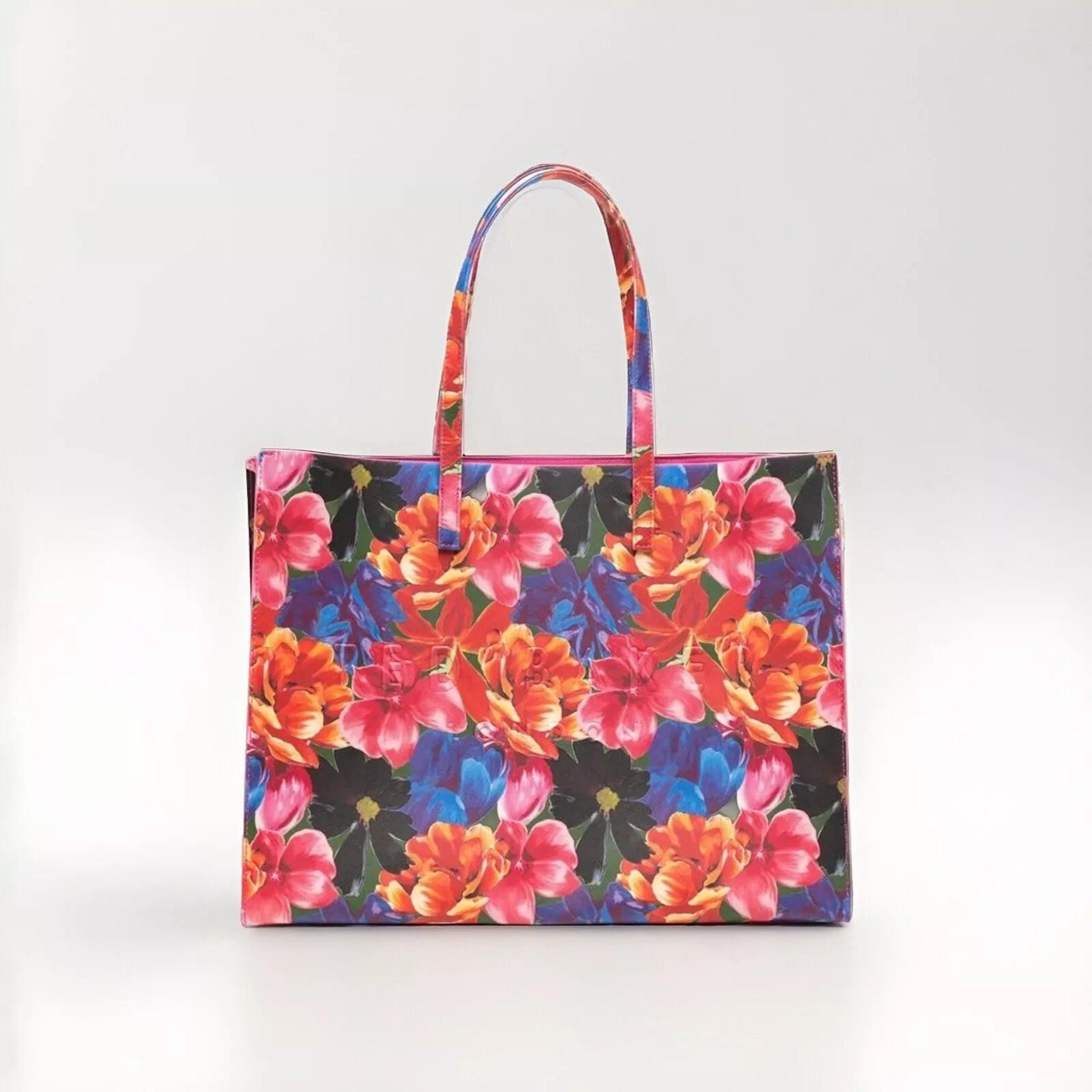 TED BAKER LONDON Soocon Tote “The Icon” Pink Floral 17.5x13.5 NWT