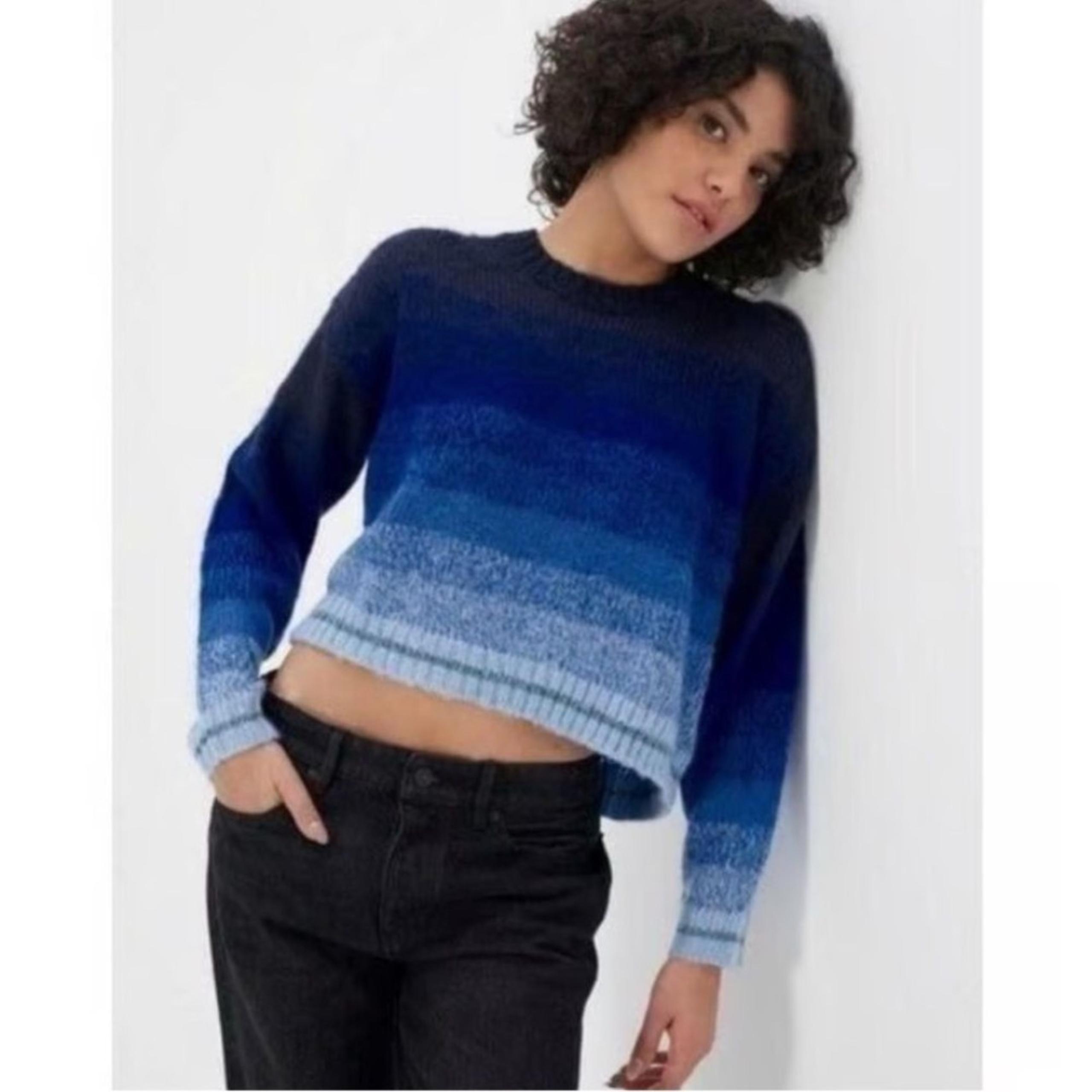 Blue to Black Gradient Knit Mock Neck Sweater Womens S - American Eagle