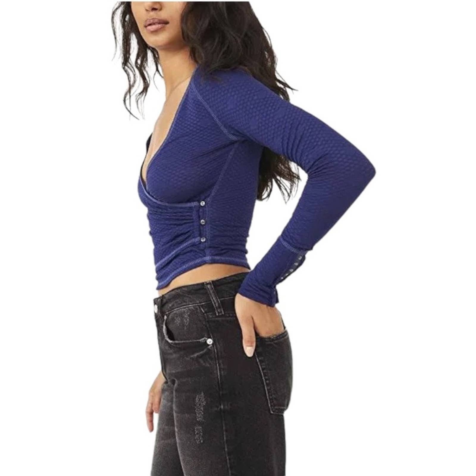 NWT | Free People | Penny Top in Ink Combo | Size L
