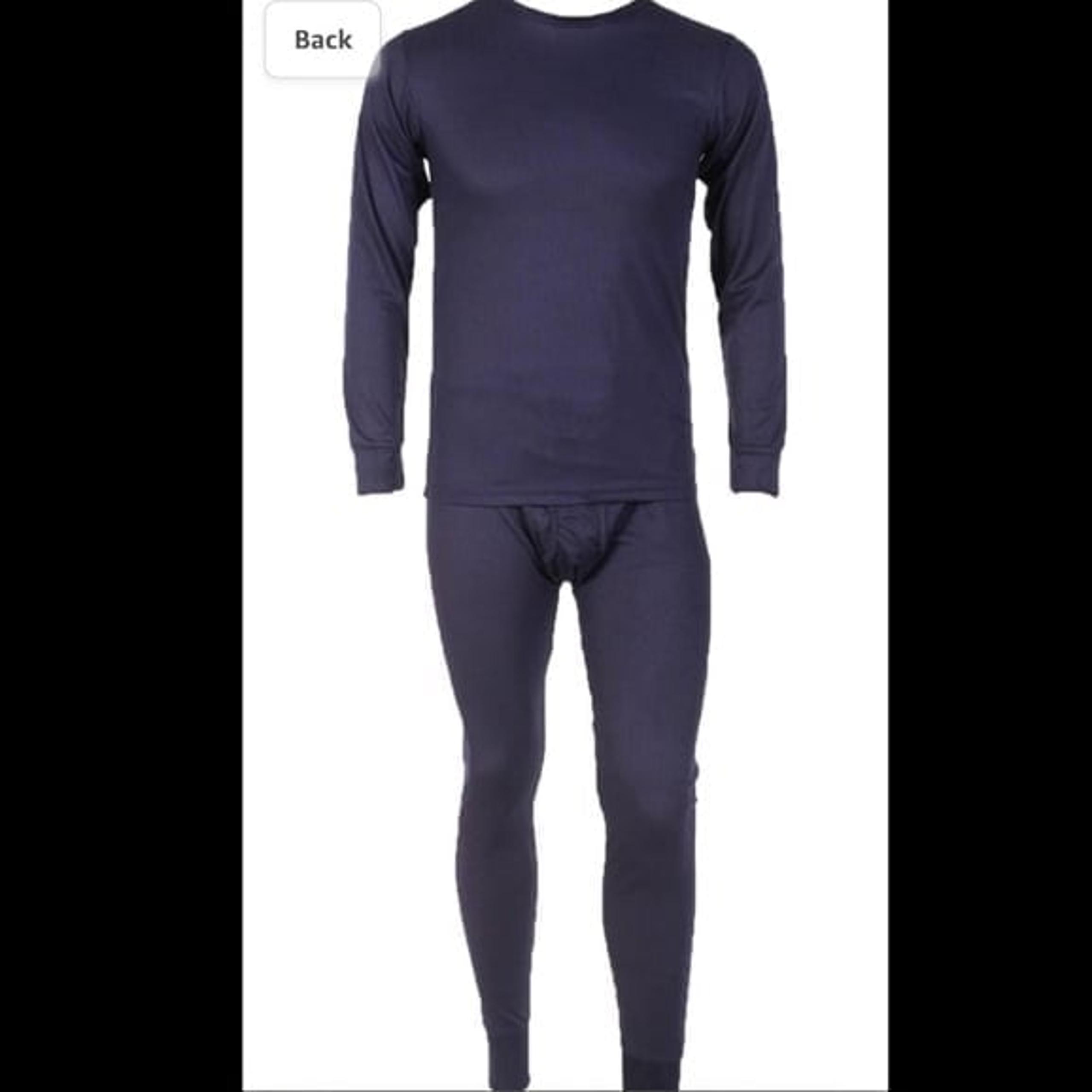 Men’s 2 pc. Set Long Underwear LongJohns Crew Neck Waffle Weave 2XL Navy