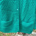 Hand-Knitted Teal Cardigan Sweater With Button Closure & Pockets ( Missing Size