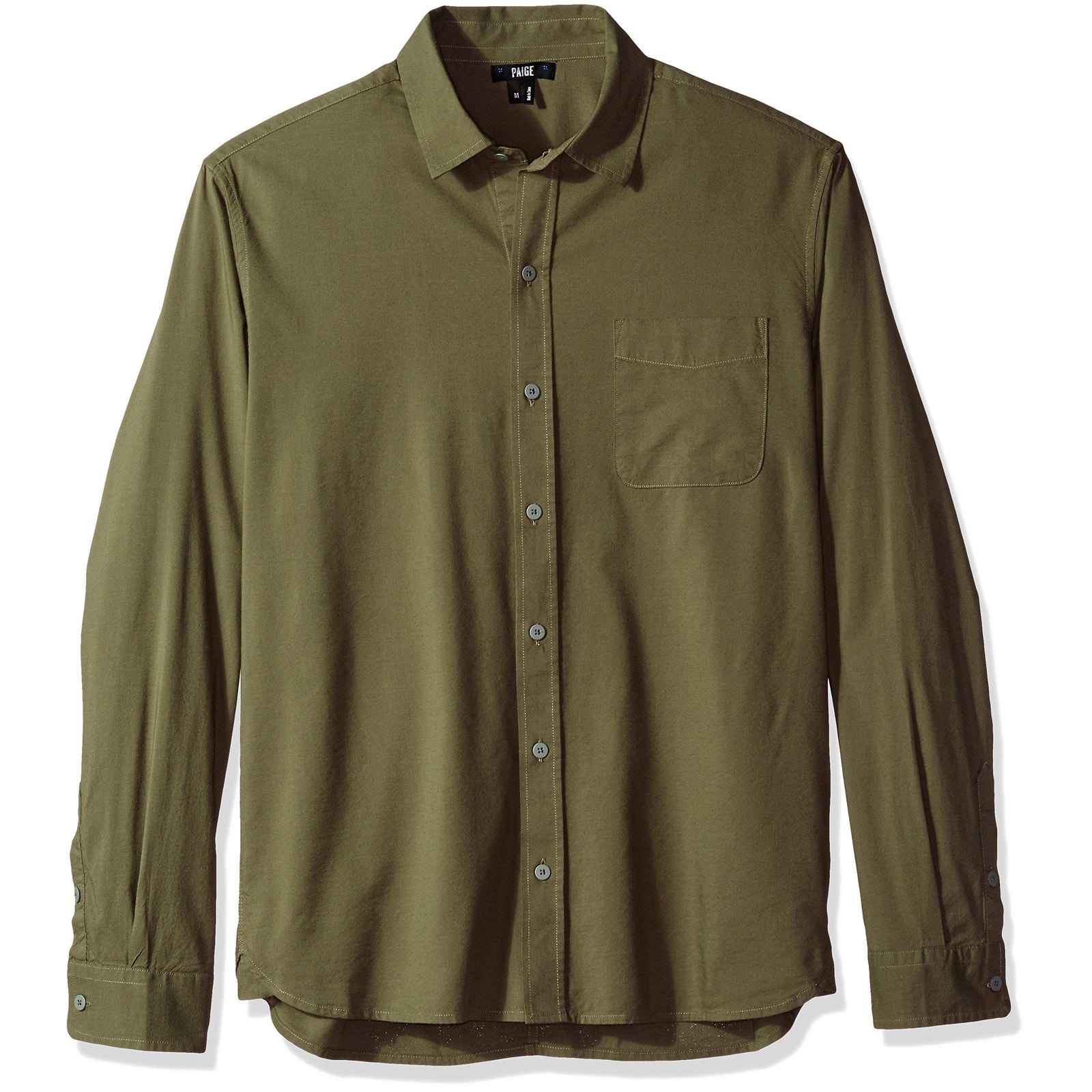 Paige Cotton Hastings Button Down Shirt S Long Sleeve Collared Green Sage NWT