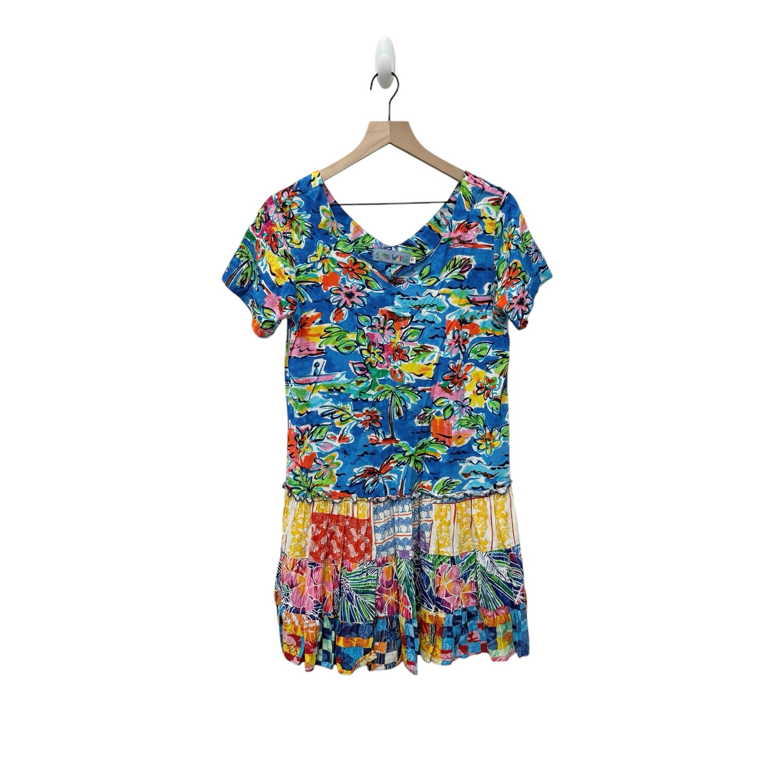 Vintage Jams World Hattie Floral Beach Dress Blue Women’s Size Small