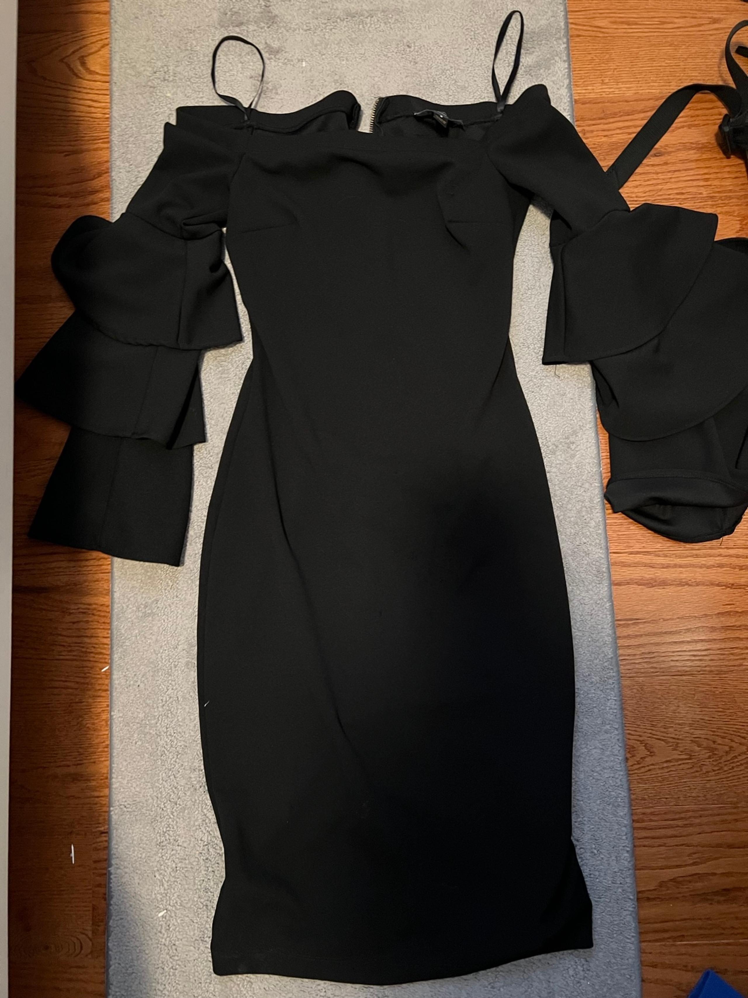 Black off the shoulder long sleeve dress