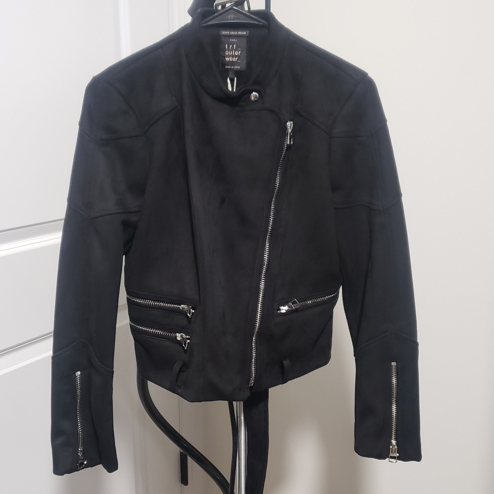 [ZARA] TRF Faux Suede Moto Black Jacket, Jumper