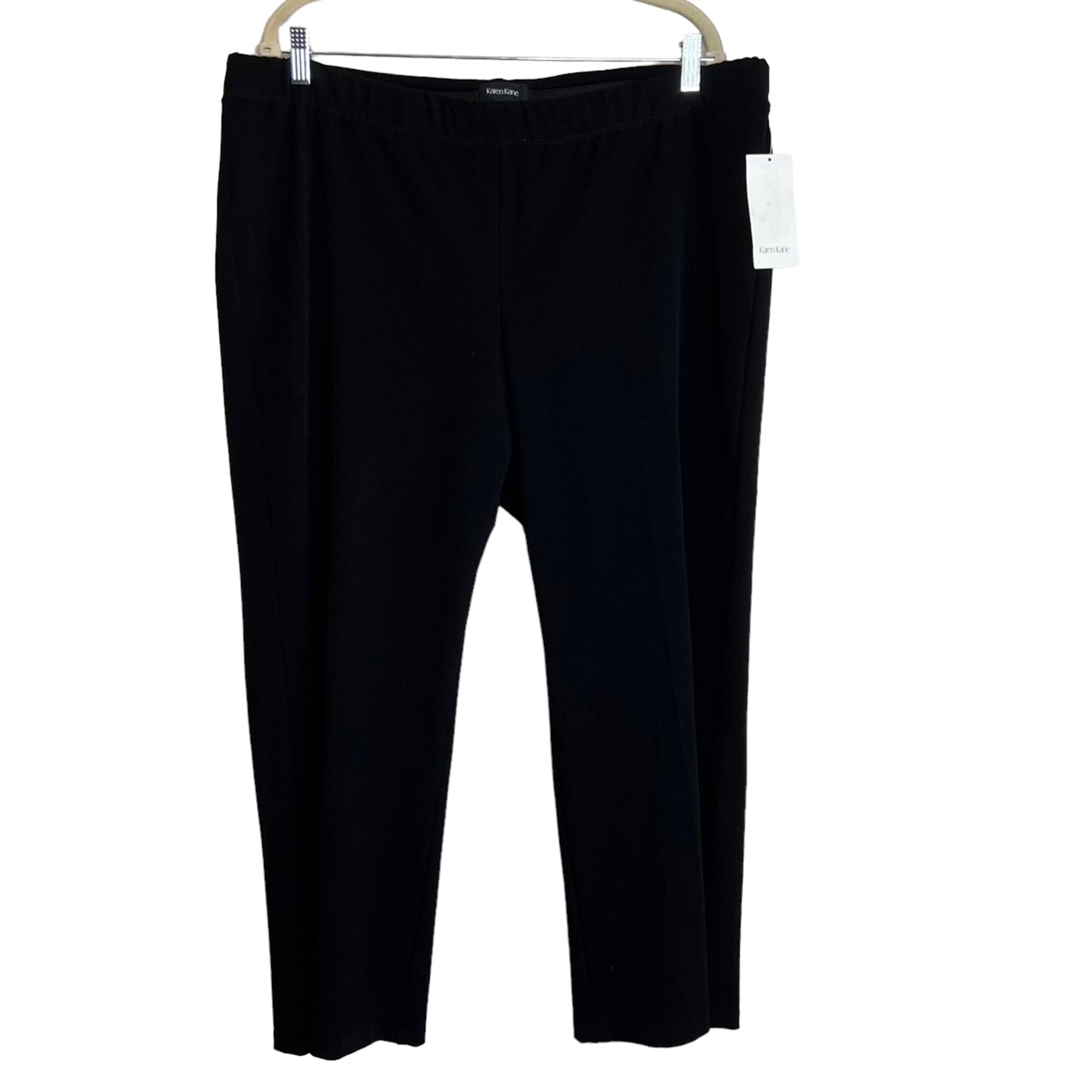 Karen Kane Womens Desert Sage Presley Pants Size 2X Black Pull On Trousers Knit