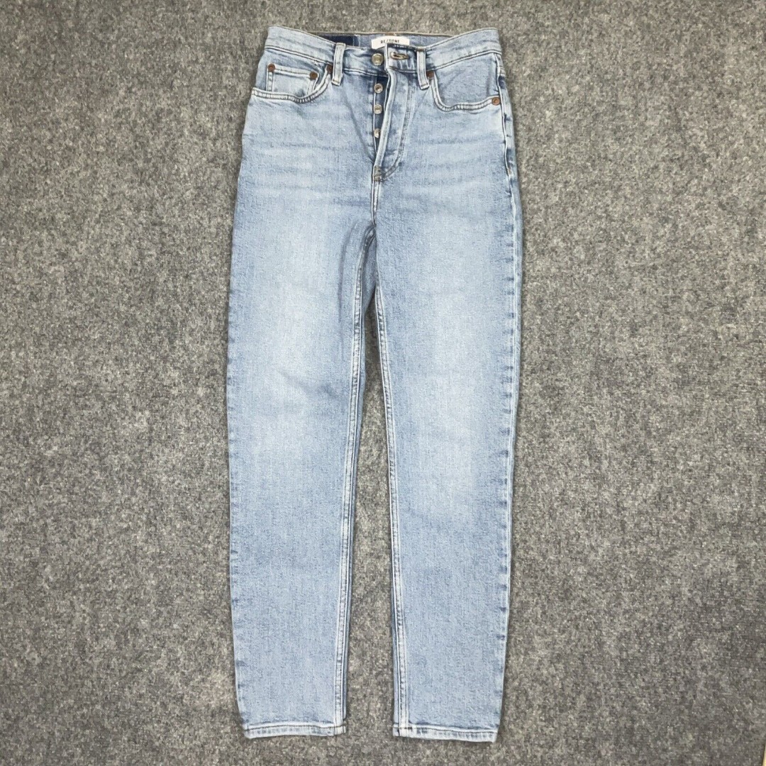 Re/Done Jeans Womens Size 25 Blue 90s High Rise Ankle Crop Button fly