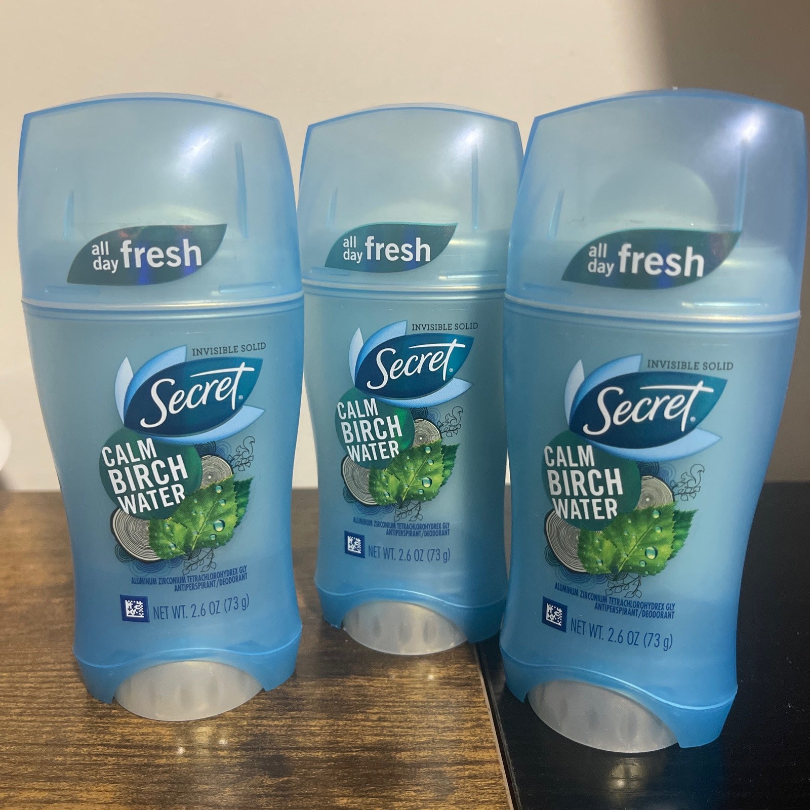 3 Secret Invisible Solid Antiperspirant Deodorant Calm Birch Water 2.6oz See Pic