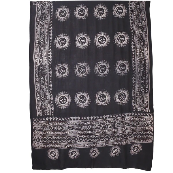 Om Meditation Shawl Yoga Wrap Prayer Veil Black Aum Stole Large Unisex Spiritual