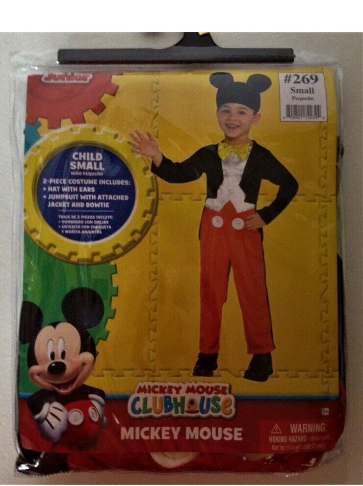 Child MICKEY MOUSE Clubhouse COSTUME S 4-6 NEW Ear Hat & Jumpsuit/Jacke t/Tie 2p