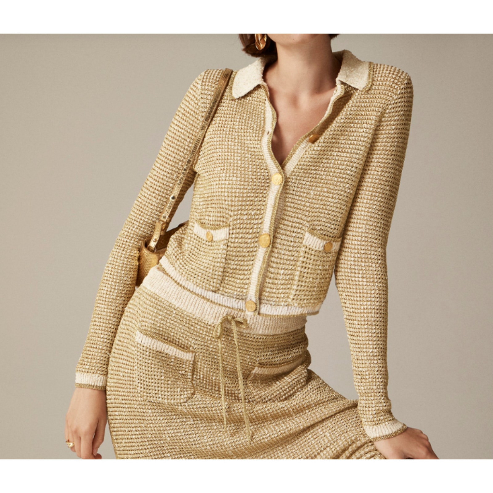 J.Crew Collared cardigan sweater in metallic yarn Size XS NWT