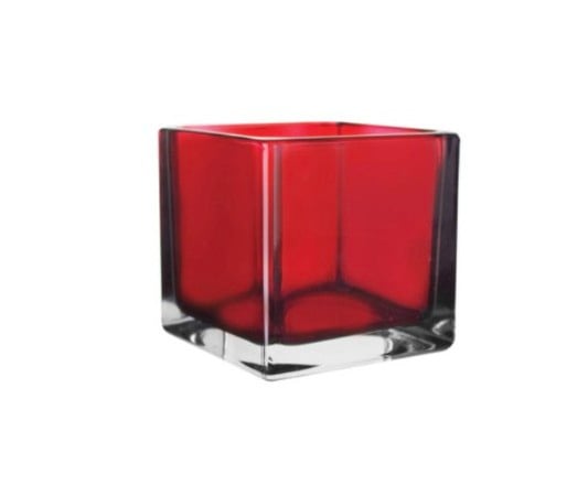 Ruby Red Square Glass Vase - 5 x 5 x 5\