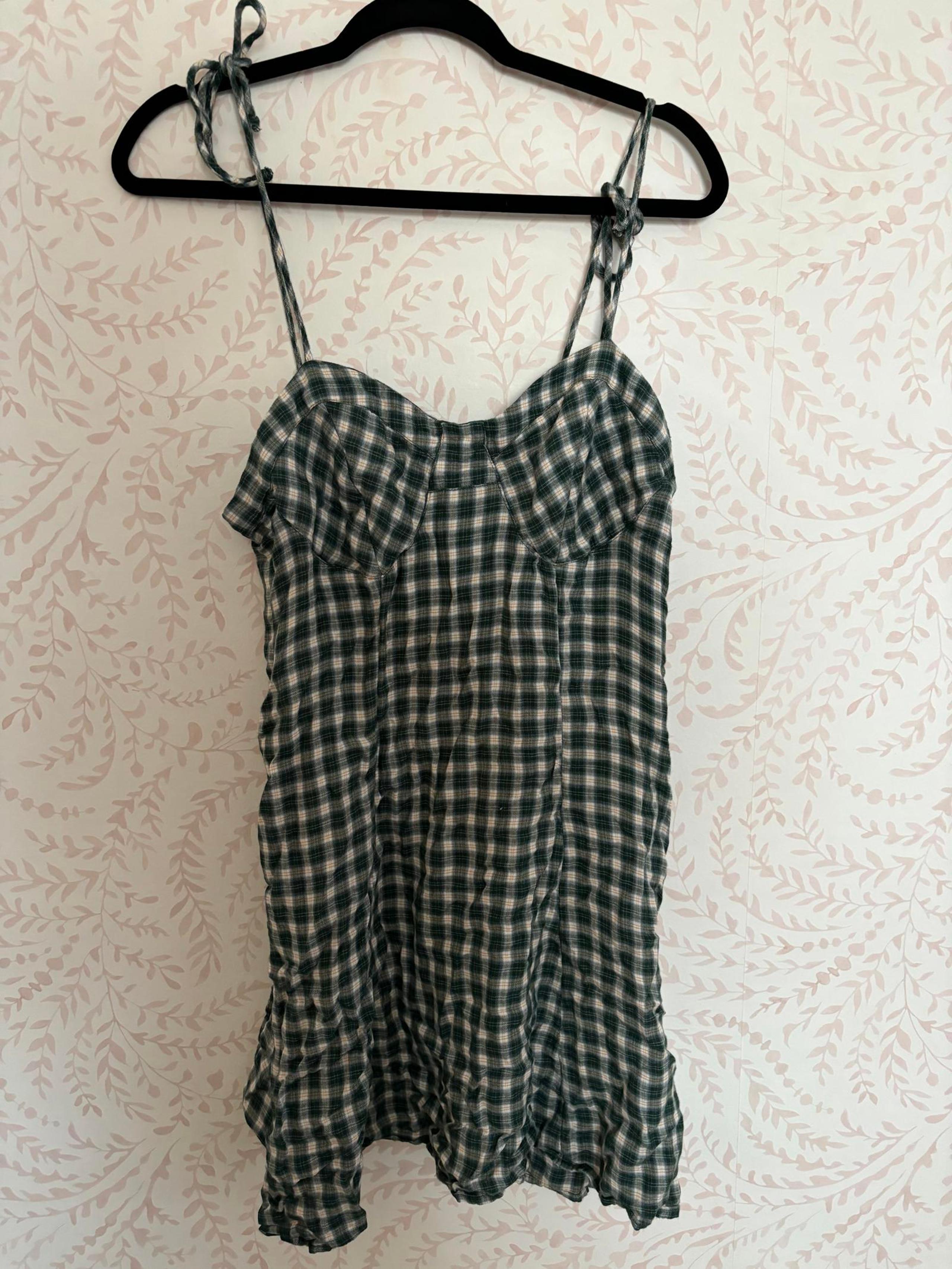 Grunge American Eagle Green Gingham Dress