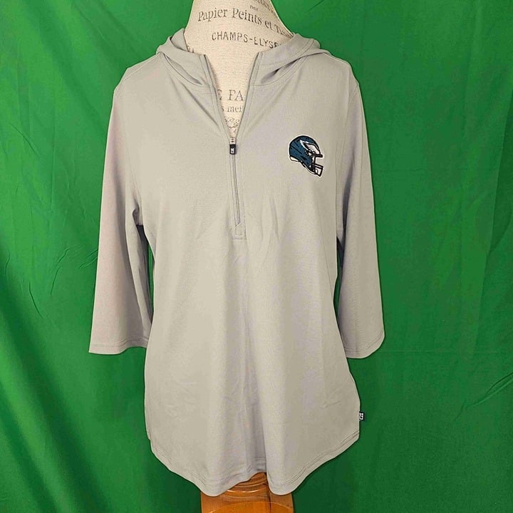 NWT Cutter & Buck Womens Gray Philadelphia Eagles 3/4 Sleeve Pullover Hoodie XL