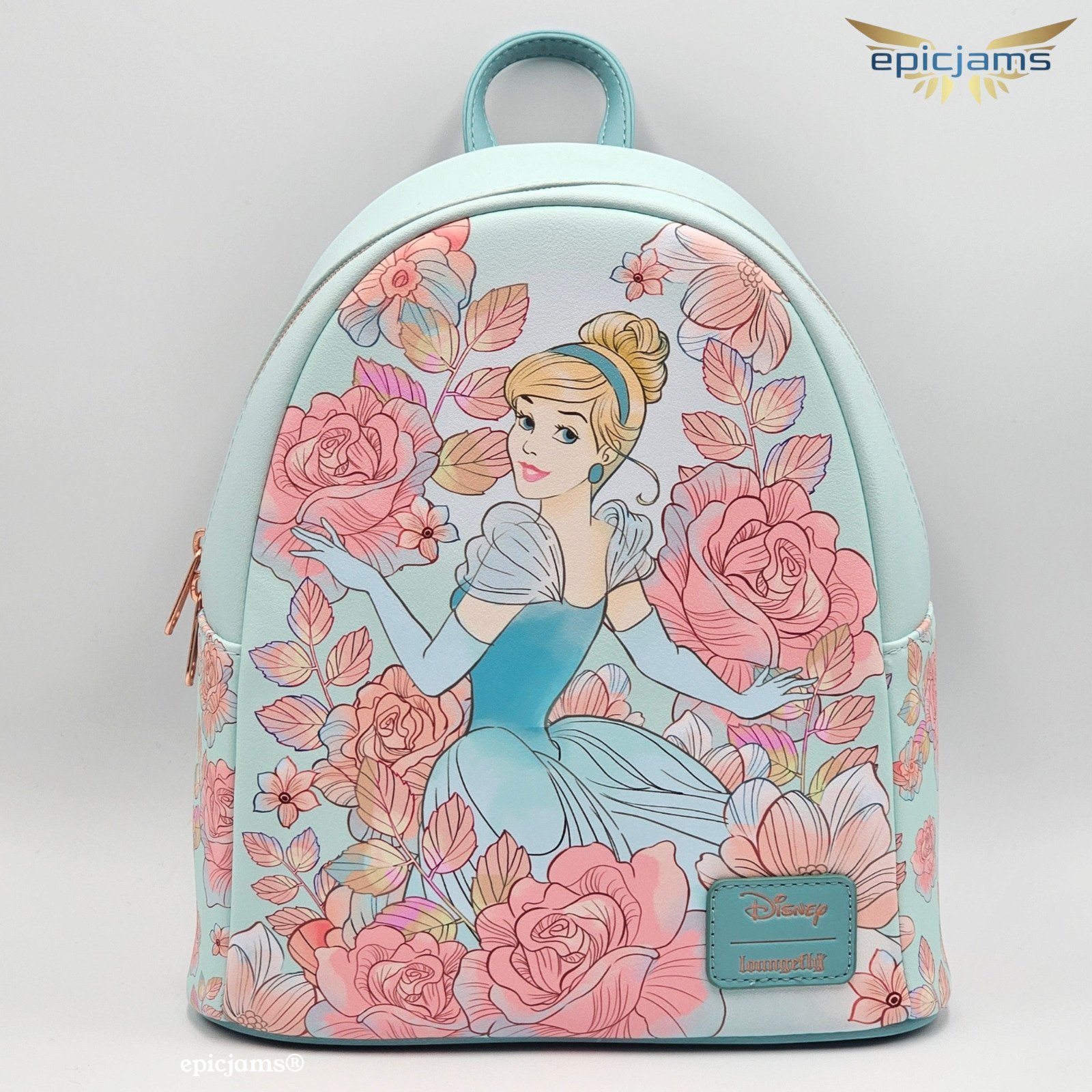 Loungefly Disney Cinderella Pink Flowers Mini Backpack New