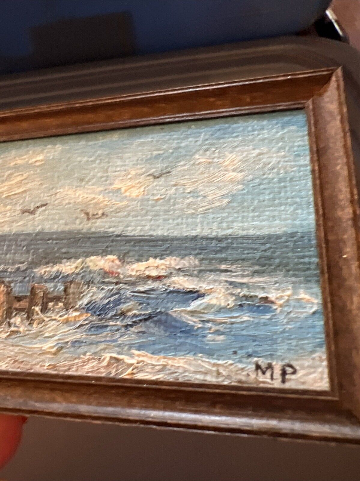 Miniature Artisan Signed Oil Painting Framed Dollhouse M. Peterson