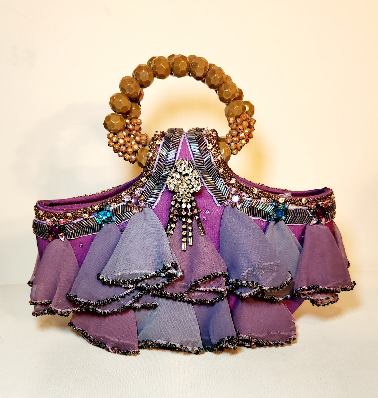 Mary Frances purple pink iridescent shimmer beaded bag
