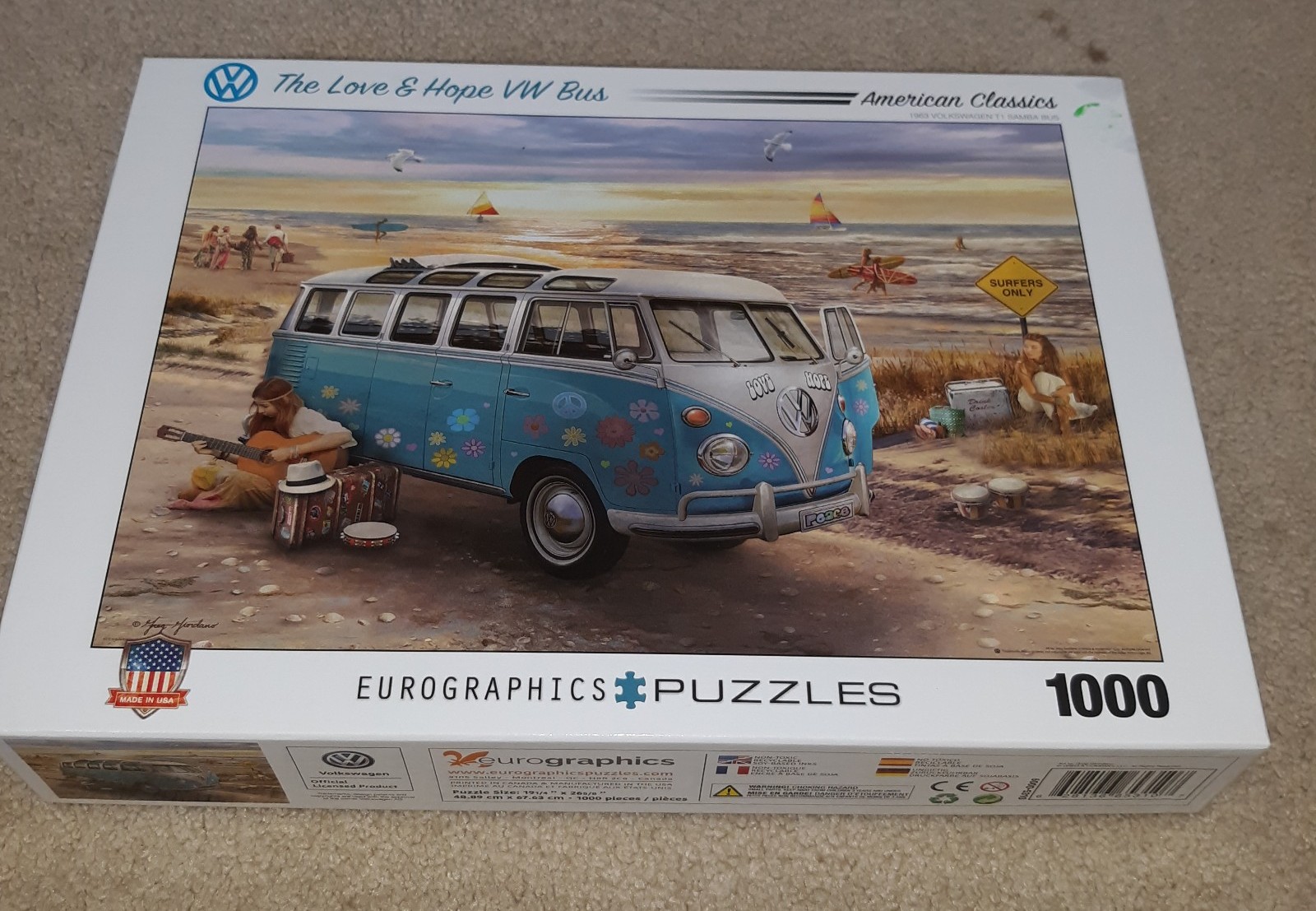 Eurographics puzzle 1000 The love &Hope VW bus 1963 Volkswagen T1Samba bus 19×27