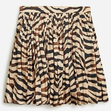 NWT J Crew cream/brown satin finish pleated mini skirt (size 20)