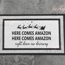 18x30 Here comes Amazon gray doormat