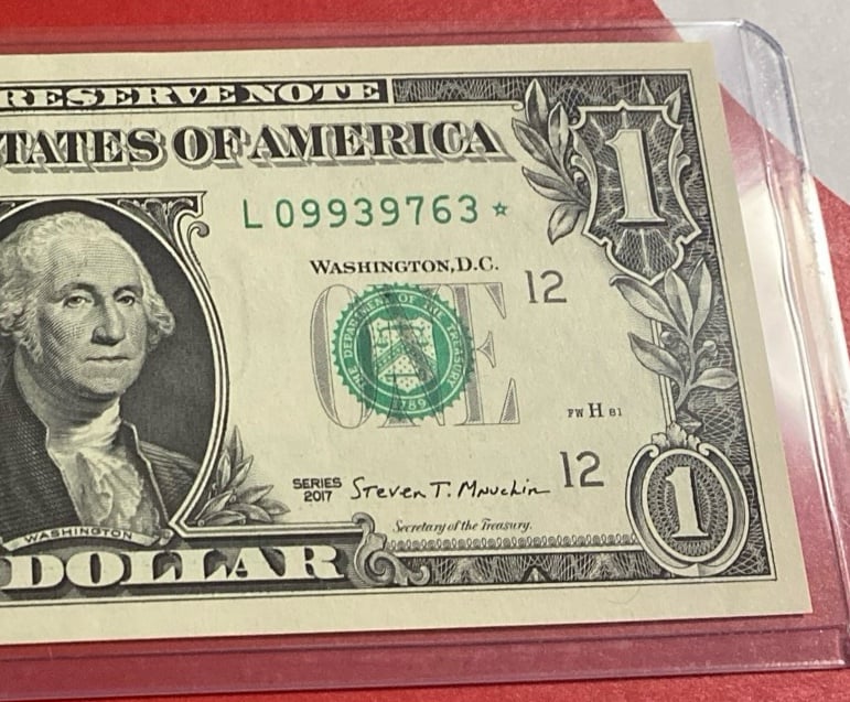 1 Dollar Bill Star Note L09939763