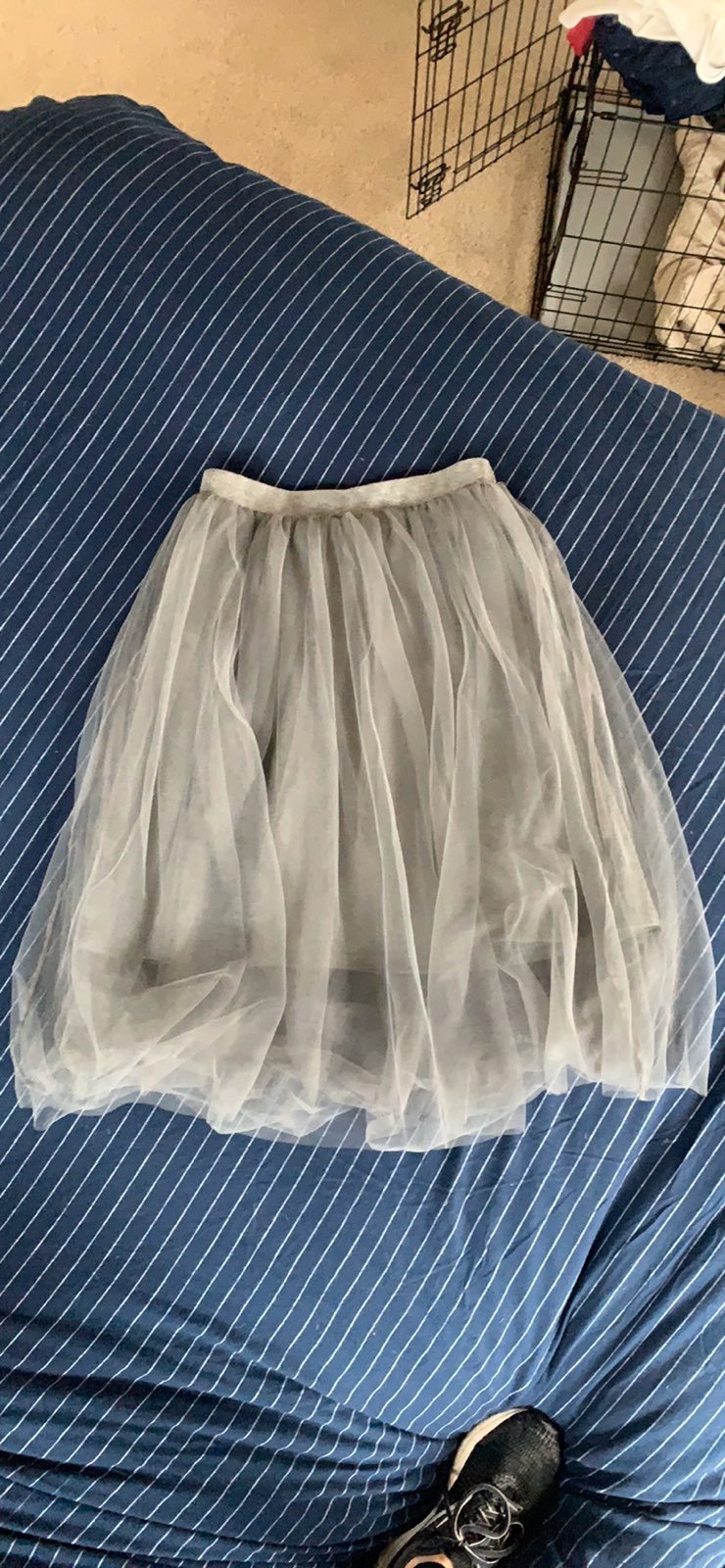 Mid Calf Grey Tulle Skirt