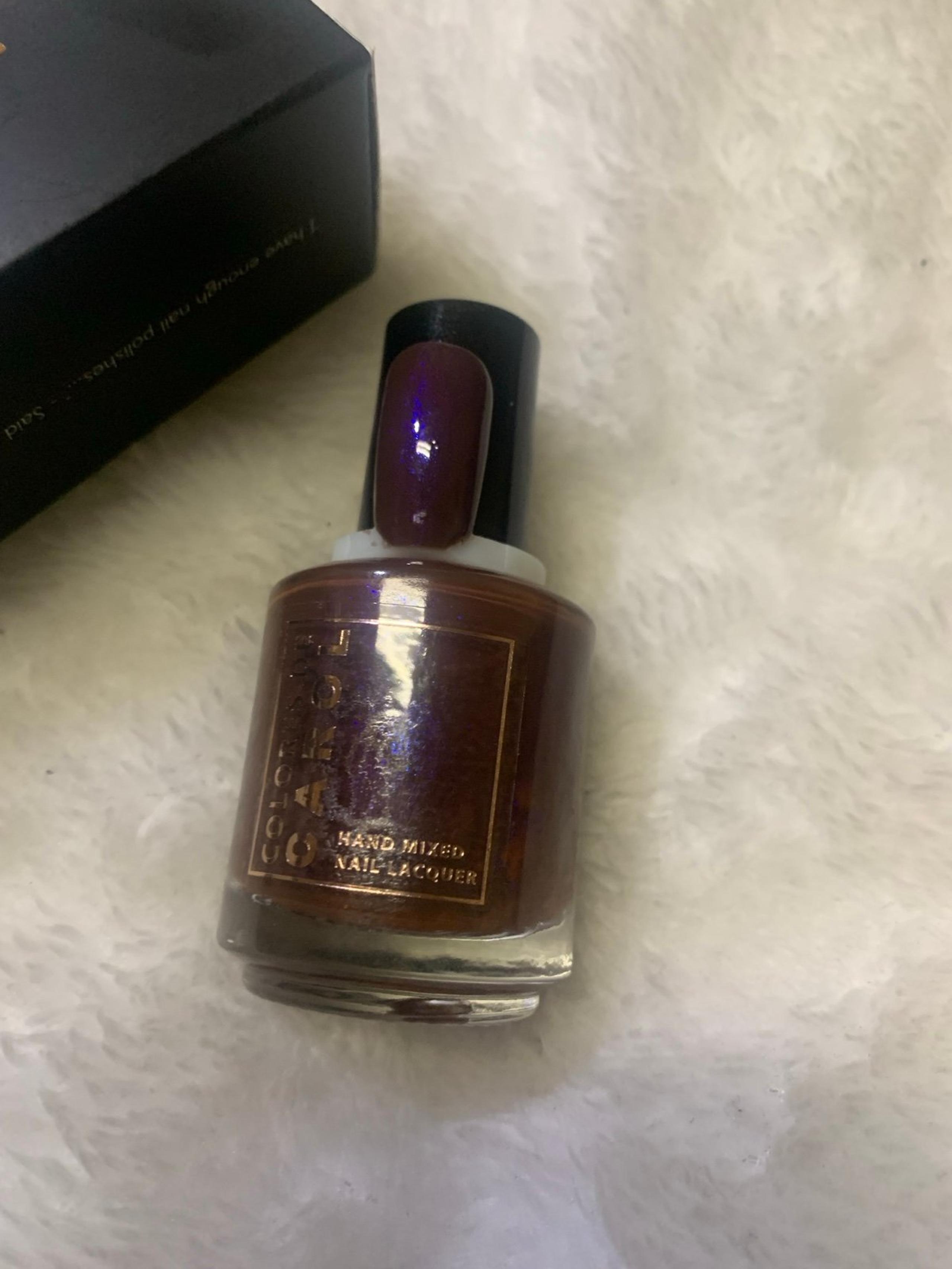 Colores de Carol prototype indie nail polish dark brown w/ blue shimmer
