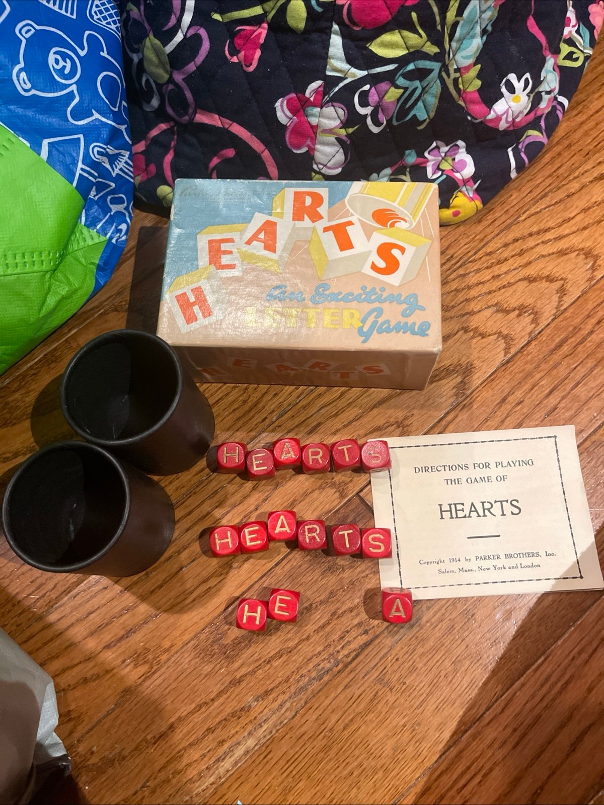 1914 Vintage Hearts Dice Game by Parker Brothers Complete - Double Set Plus