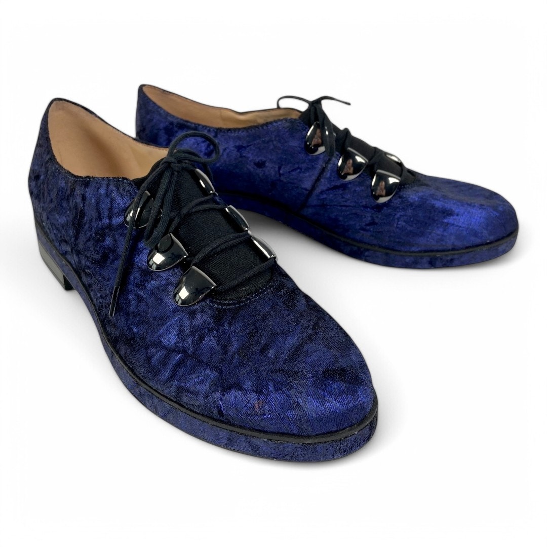 Naturalizer Liam Blue Crushed Velvet Slip On Oxford Womens Shoes 7.5W