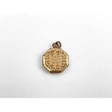ATQ VICTORIAN HEXAGON ETCHED ENGRAVED GOLD FILLED !