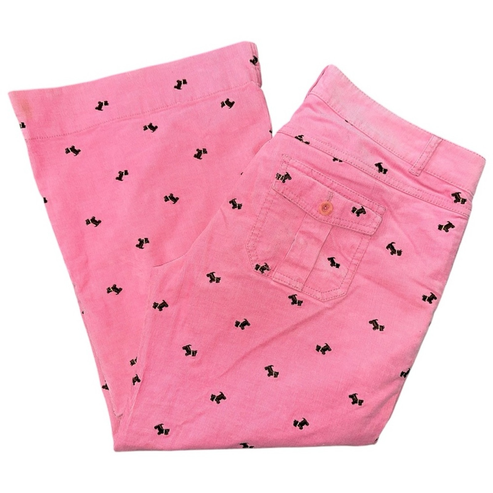Lilly Pulitzer White Label 8 Pink Corduroy Terrier Dog Embroidered Crop Pants