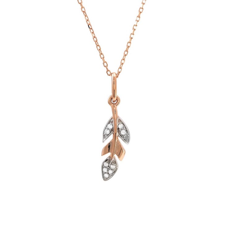 14K Rose Gold Leaf Diamond Fashion Necklace