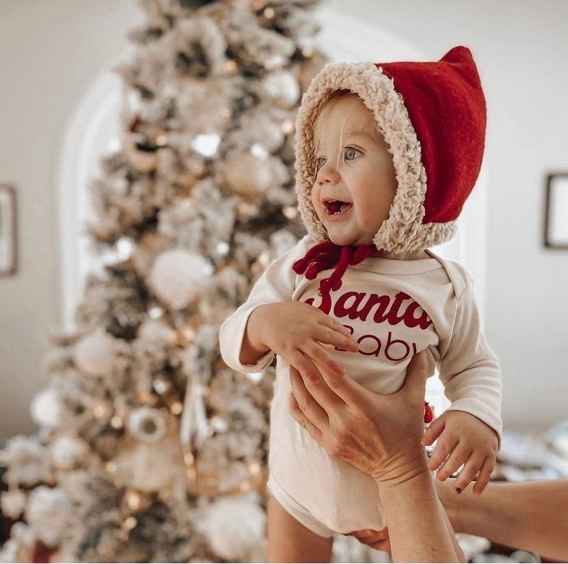 Santa baby newborn outfit w/ hat as seen in Tenth and Pine