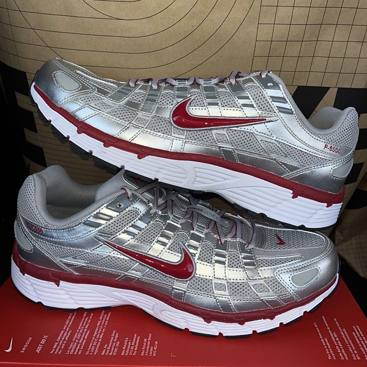 NEW Nike P-6000 Metallic Gym Red Men Size 14 CD6404-024 Silver
