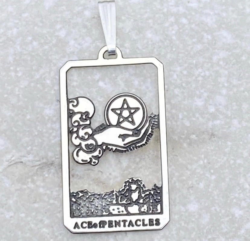 Ace of Pentacles Tarot Pendant .925 Sterling Silver made in USA dainty