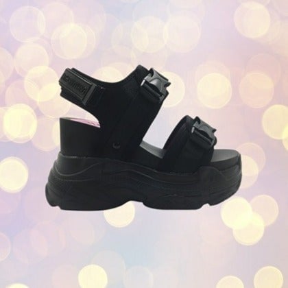 NEW Anthony Wang - Peach 02 Black Out Platform Sandals in Black