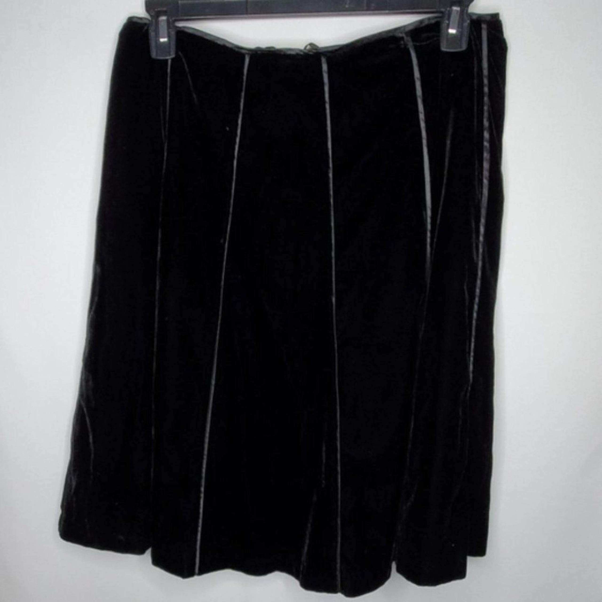 Style & Co. Skirt Womens 12 Velvet A-Line Ribbon Stripe Midi Black 12
