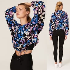 Year of Ours Splash Tennis Hooded Blue Pink Pullover Size Large