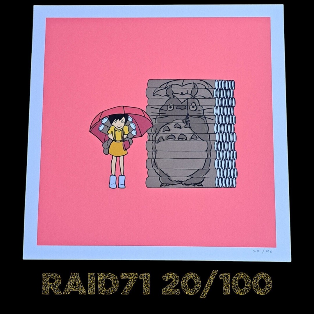 Raid71 My Neighbor Totoro 10 x 10 Art Print Limited Edition 20/100 BNG Tubes