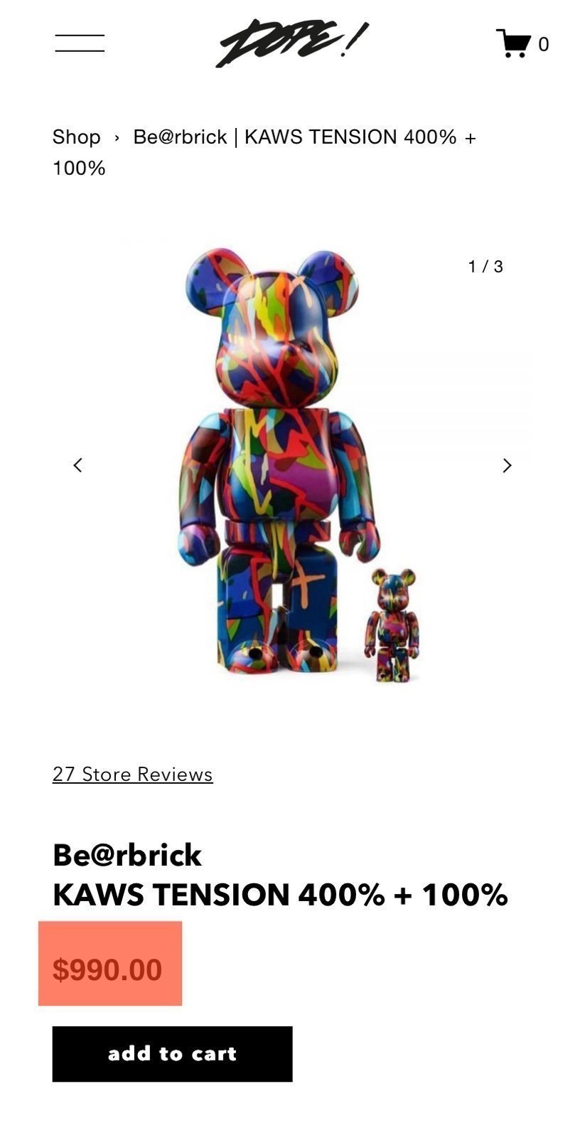 Bearbrick KAWS TENSION 100+400% Medicom Toy - Etsy