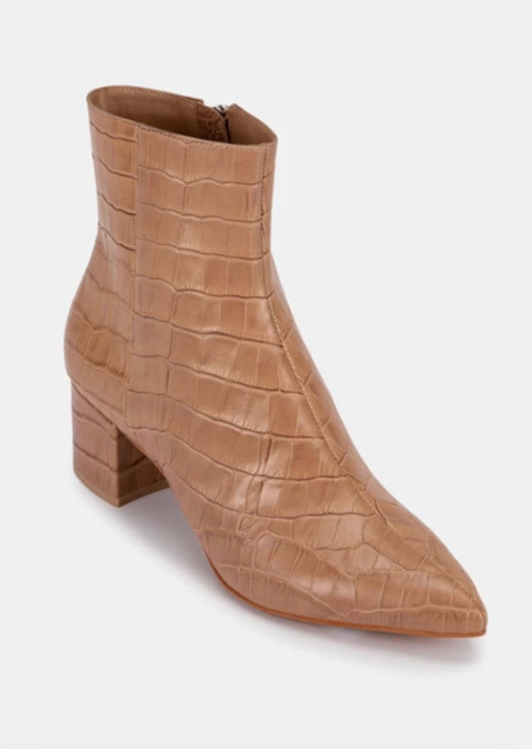 Cafe Croco Print Leather Women's Boots