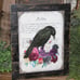 NEW! Edgar Allan Poe The Raven Black Bird Floral Distressed Wall Decor Picture