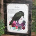 NEW! Edgar Allan Poe The Raven Black Bird Floral Distressed Wall Decor Picture