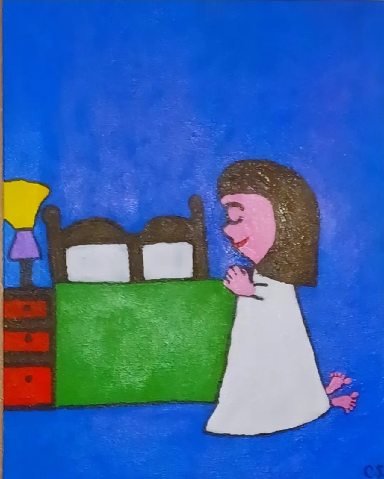 Little girl saying bedtime prayers
