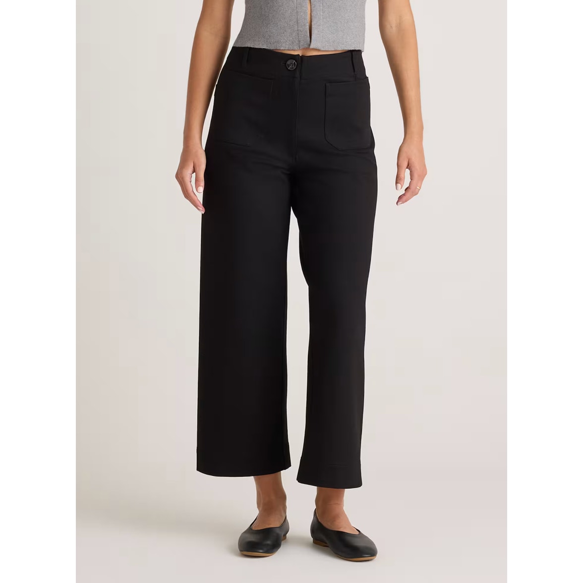 Quince Ultra-Stretch Ponte Cropped Wide Leg Pants
