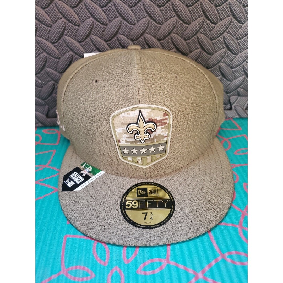 New Era NFL New Orleans Saints 59Fifty Salute to Service Fitted Hat Cap Sz7 3/4