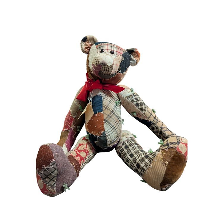 Upcycled Quilt Teddy Bear With Moveable Limbs & Patchwork Design June Bonnigson